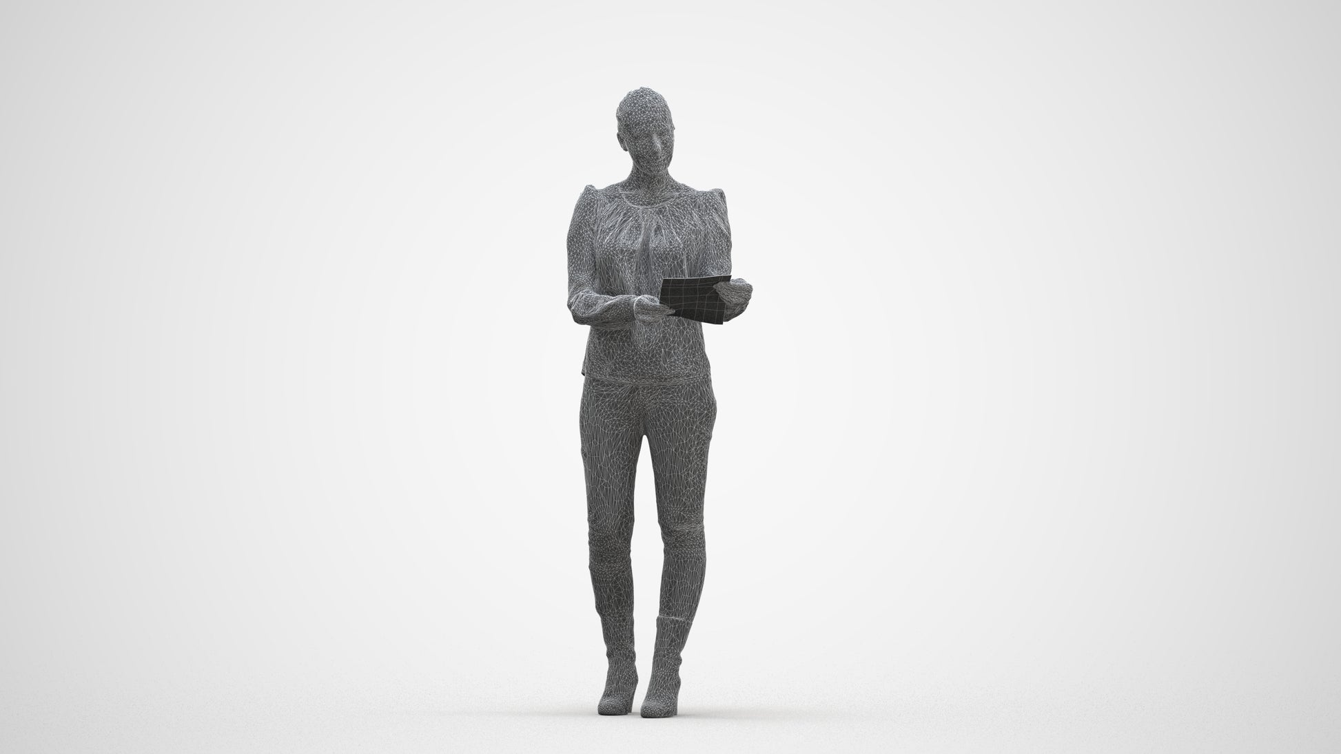 3D people model woman business walking, scanned human for 3ds Max rendering, three-quarter front view render