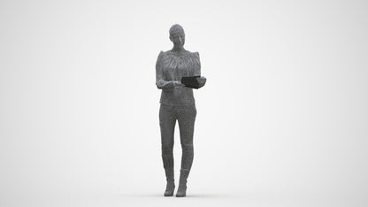 3D people model woman business walking, scanned human for 3ds Max rendering, three-quarter front view render