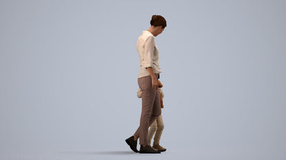 photogrammetry 3D girl casual kids, realistic human model archviz FBX, side view render