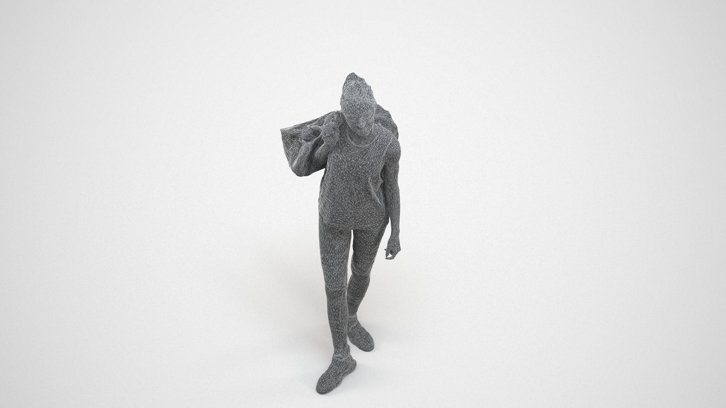 3D people model woman sport, scanned human for 3ds Max rendering, wireframe three-quarter view