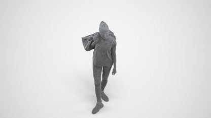 3D people model woman sport, scanned human for 3ds Max rendering, wireframe three-quarter view