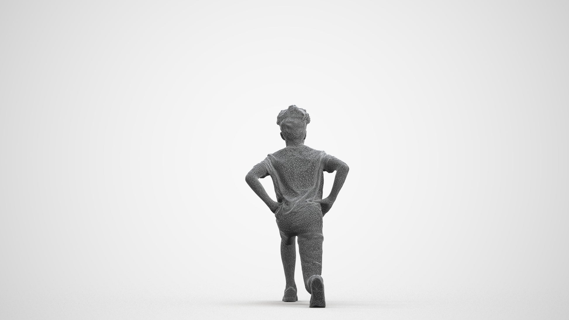 3D people model boy casual kids, scanned human for 3ds Max rendering, wireframe front view