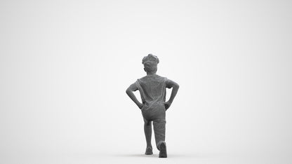 3D people model boy casual kids, scanned human for 3ds Max rendering, wireframe front view