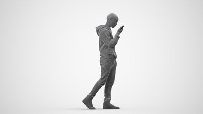 3D people model boy casual kids, scanned human for 3ds Max rendering, wireframe side view