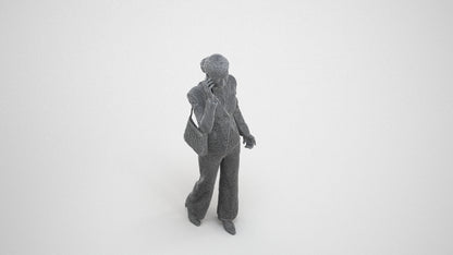 scanned 3D woman business, photogrammetry people for Enscape and V-Ray, wireframe three-quarter view