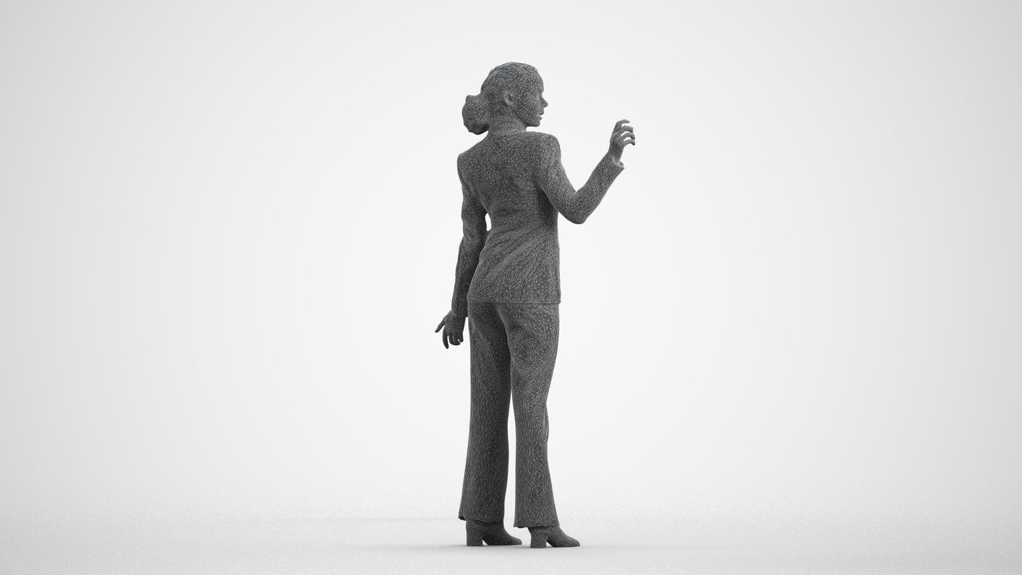 realistic 3D woman business, scanned archviz people for Blender and 3ds Max, wireframe front view