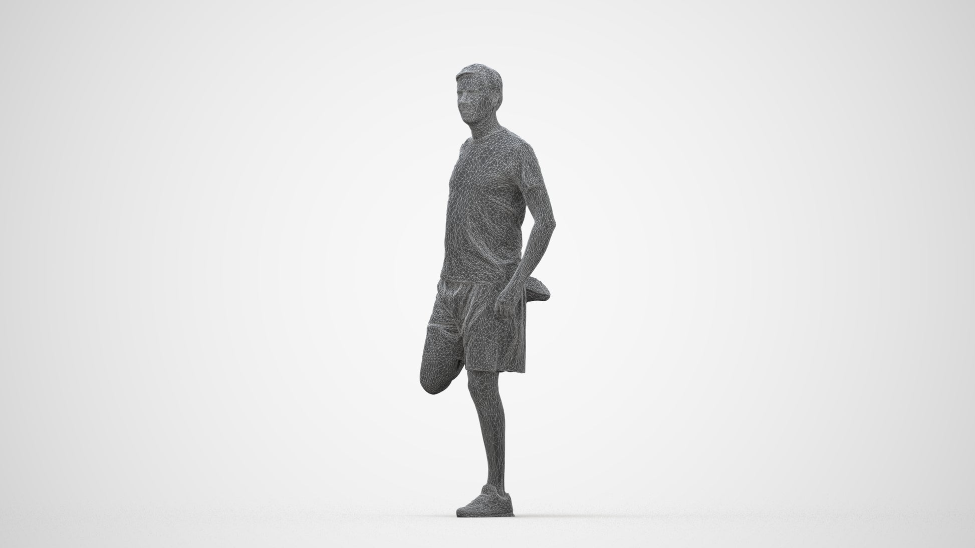 realistic 3D people man standing, render-ready for V-Ray and Corona, FBX OBJ, wireframe back view