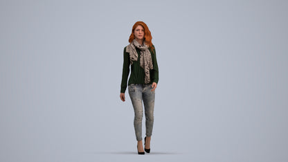 3D people model woman casual standing, scanned human for 3ds Max rendering, standing pose render