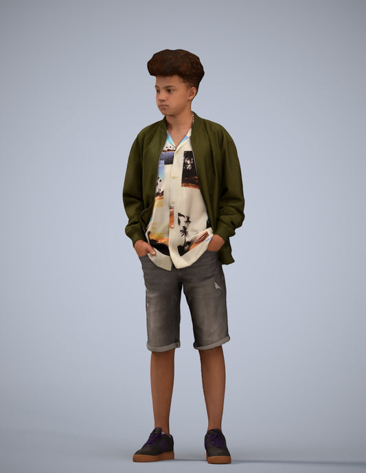 scanned 3D boy casual kids, photogrammetry people for Enscape and V-Ray