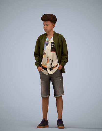 scanned 3D boy casual kids, photogrammetry people for Enscape and V-Ray