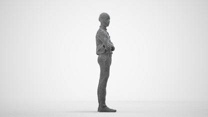 realistic 3D boy hospitality, scanned archviz people for Blender and 3ds Max, wireframe side view