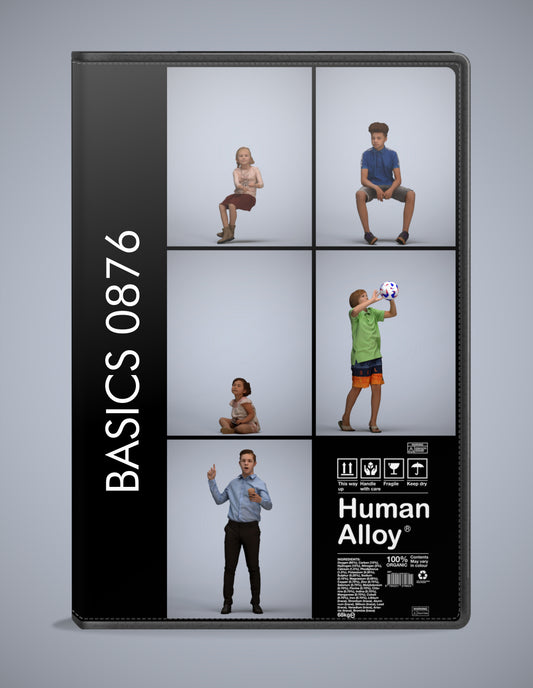 3D human models kids bundle, 5 photogrammetry scanned people for archviz