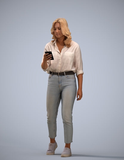 scanned 3D woman casual walking, photogrammetry people for Enscape and V-Ray