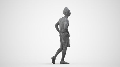 realistic 3D people man sport, render-ready for V-Ray and Corona, FBX OBJ, wireframe side view