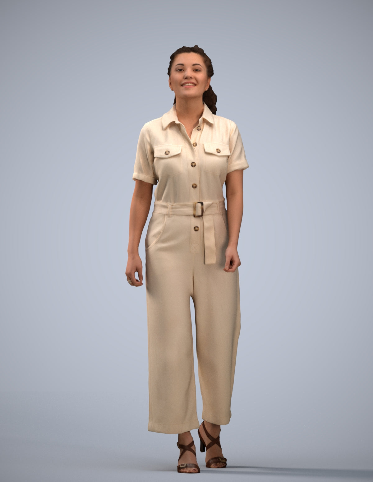 3D people model woman casual walking, scanned human for 3ds Max rendering