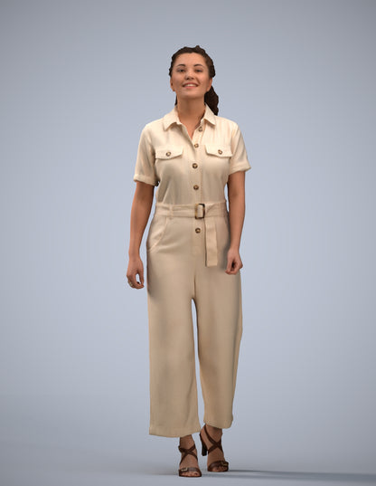 3D people model woman casual walking, scanned human for 3ds Max rendering