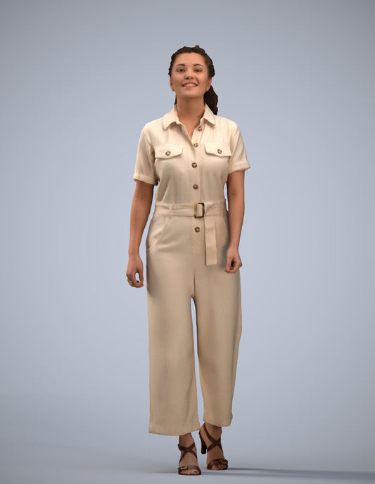 3D people model woman casual walking, scanned human for 3ds Max rendering