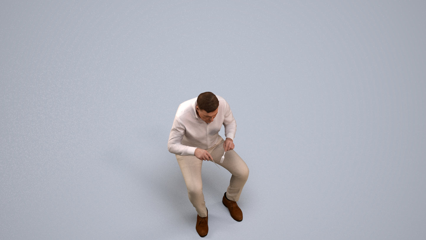 3D people model man casual business, scanned human for 3ds Max rendering, back view render