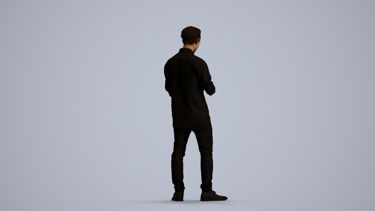 scanned 3D man casual standing, photogrammetry people for Enscape and V-Ray, front view render