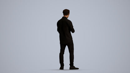 scanned 3D man casual standing, photogrammetry people for Enscape and V-Ray, front view render