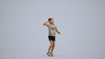 photogrammetry 3D girl casual kids, realistic human model archviz FBX, standing pose render