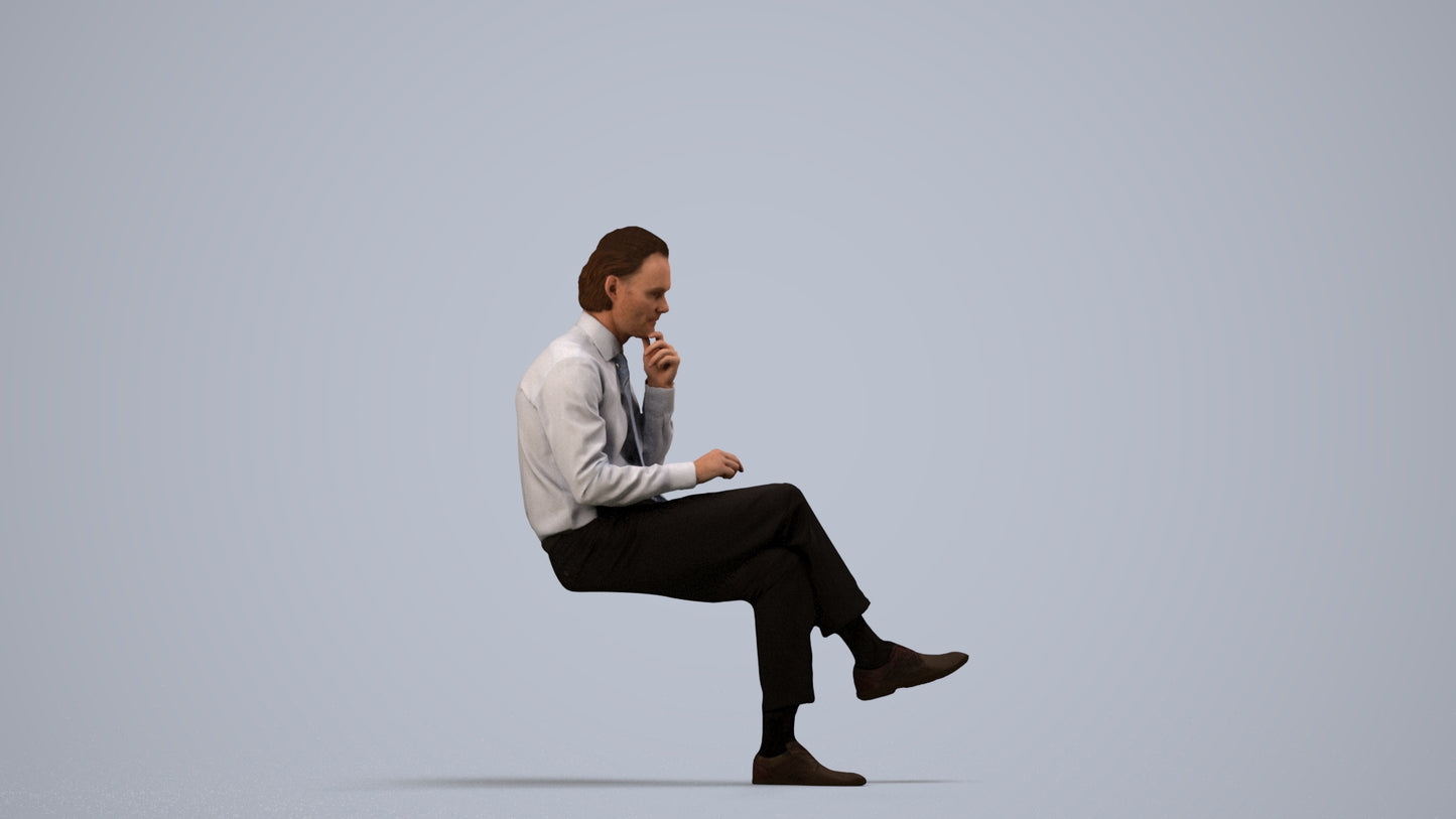 realistic 3D people man business, render-ready for V-Ray and Corona, FBX OBJ, side view render