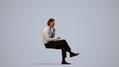 realistic 3D people man business, render-ready for V-Ray and Corona, FBX OBJ, side view render