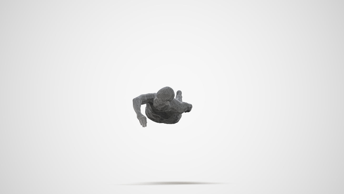 3D human model man sport pool, photogrammetry scanned person for archviz, wireframe back view