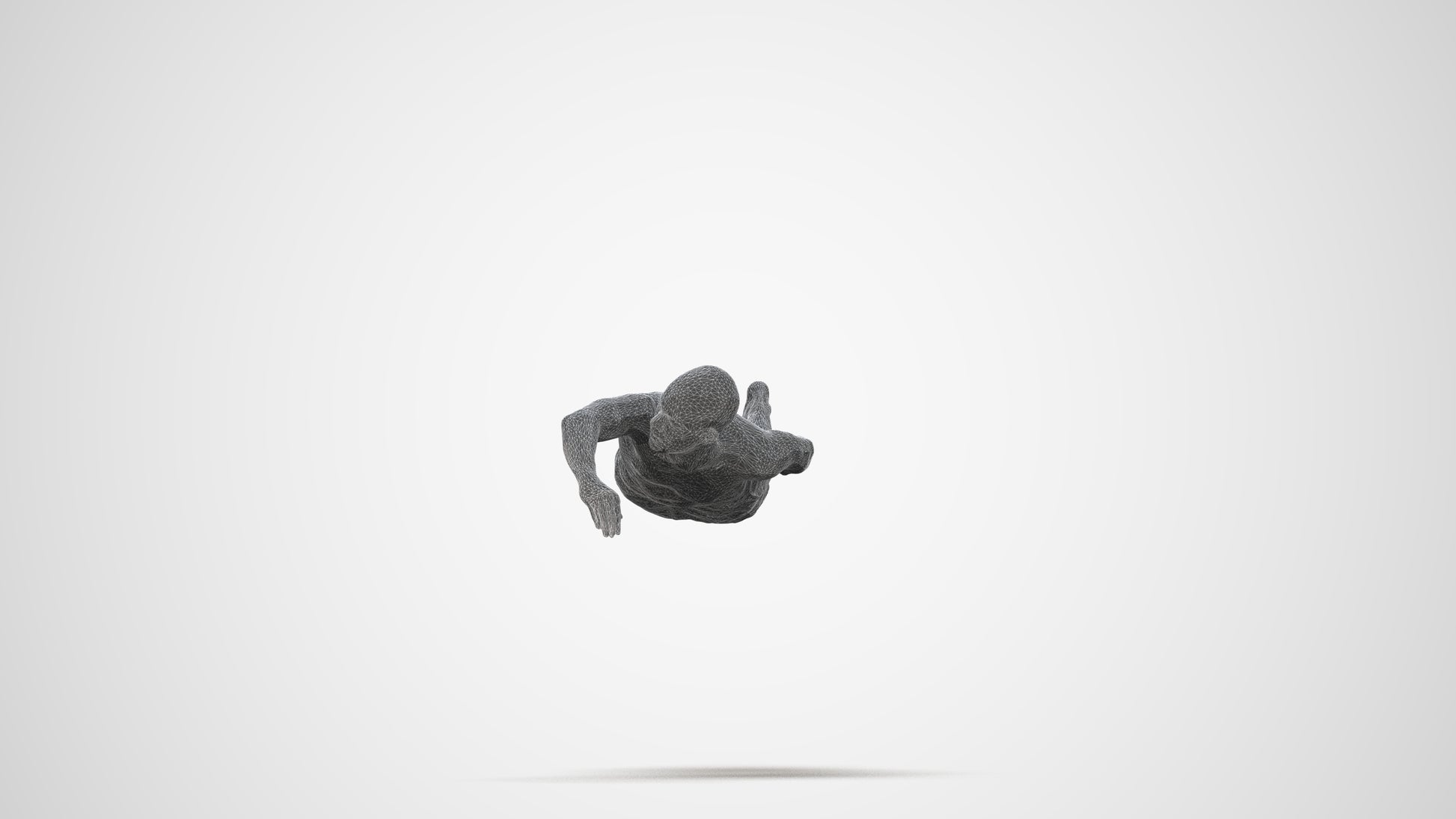 3D human model man sport pool, photogrammetry scanned person for archviz, wireframe back view
