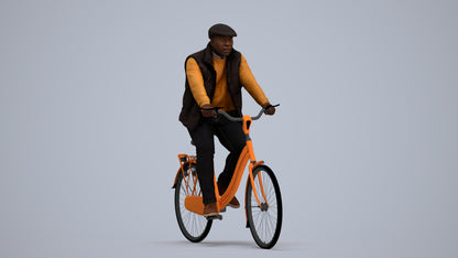 3D people model man casual cycling, scanned human for 3ds Max rendering, standing pose render