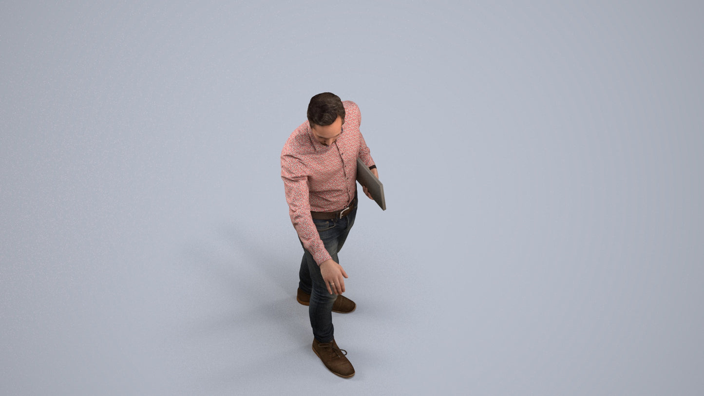 3D people model man casual formal, scanned human for 3ds Max rendering, back view render