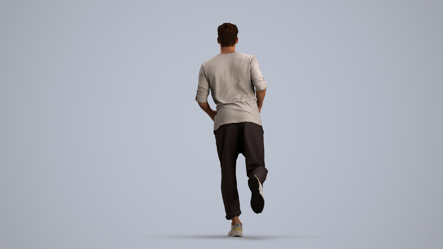 scanned 3D man casual sport, photogrammetry people for Enscape and V-Ray, front view render