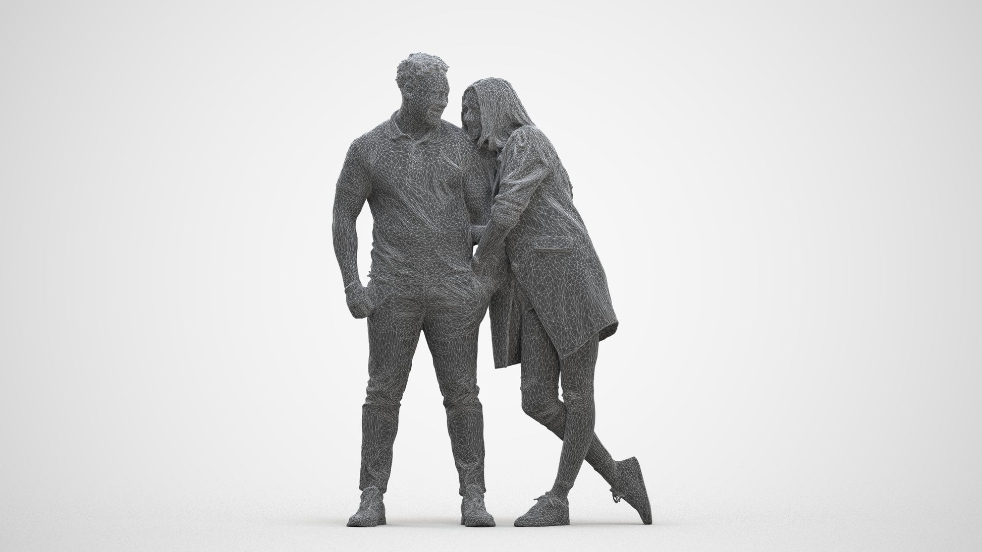 realistic 3D man casual shopping, scanned archviz people for Blender and 3ds Max, three-quarter front view render