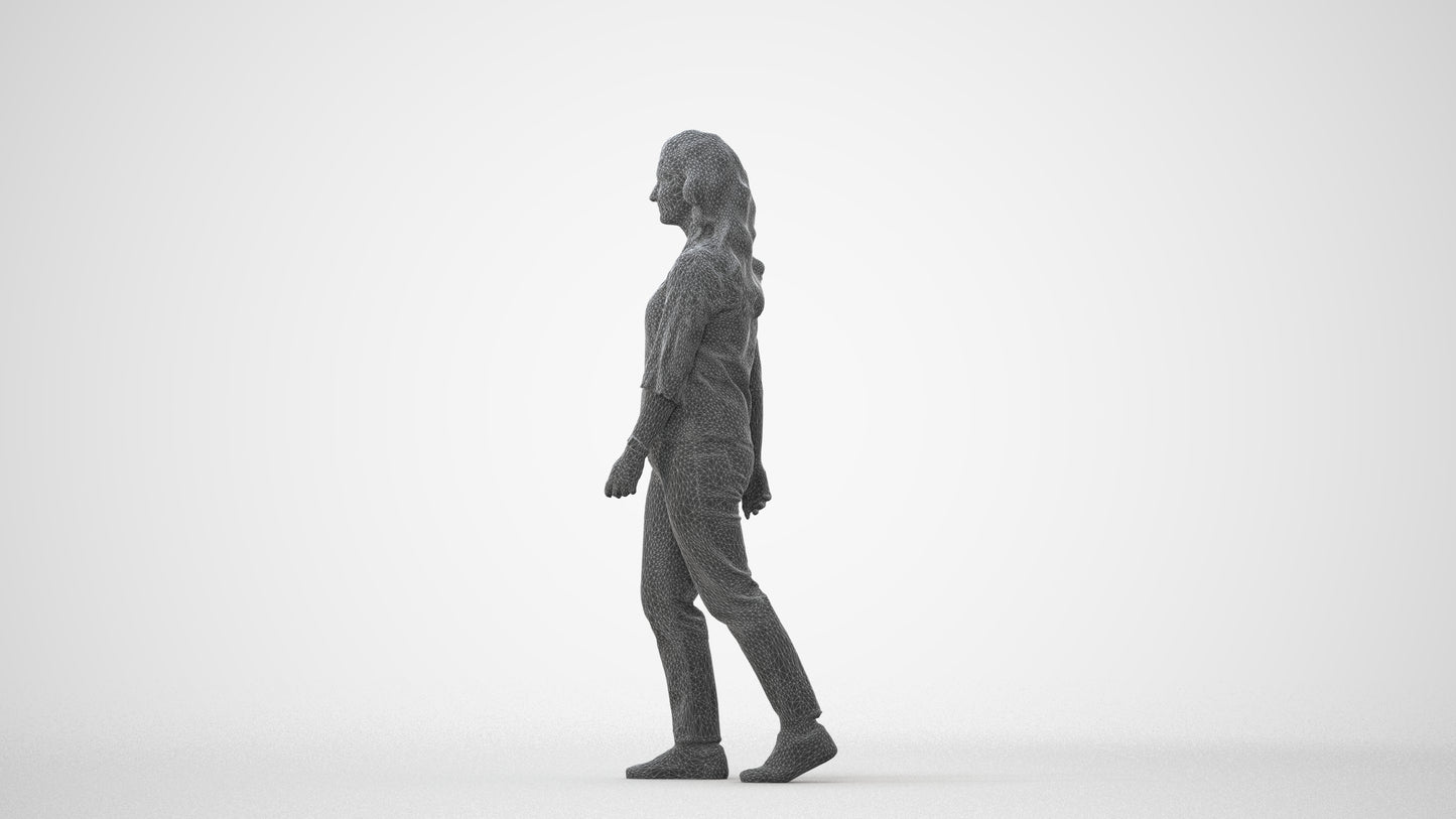 3D scanned woman walking casual, photorealistic archviz people for Enscape and SketchUp, square thumbnail