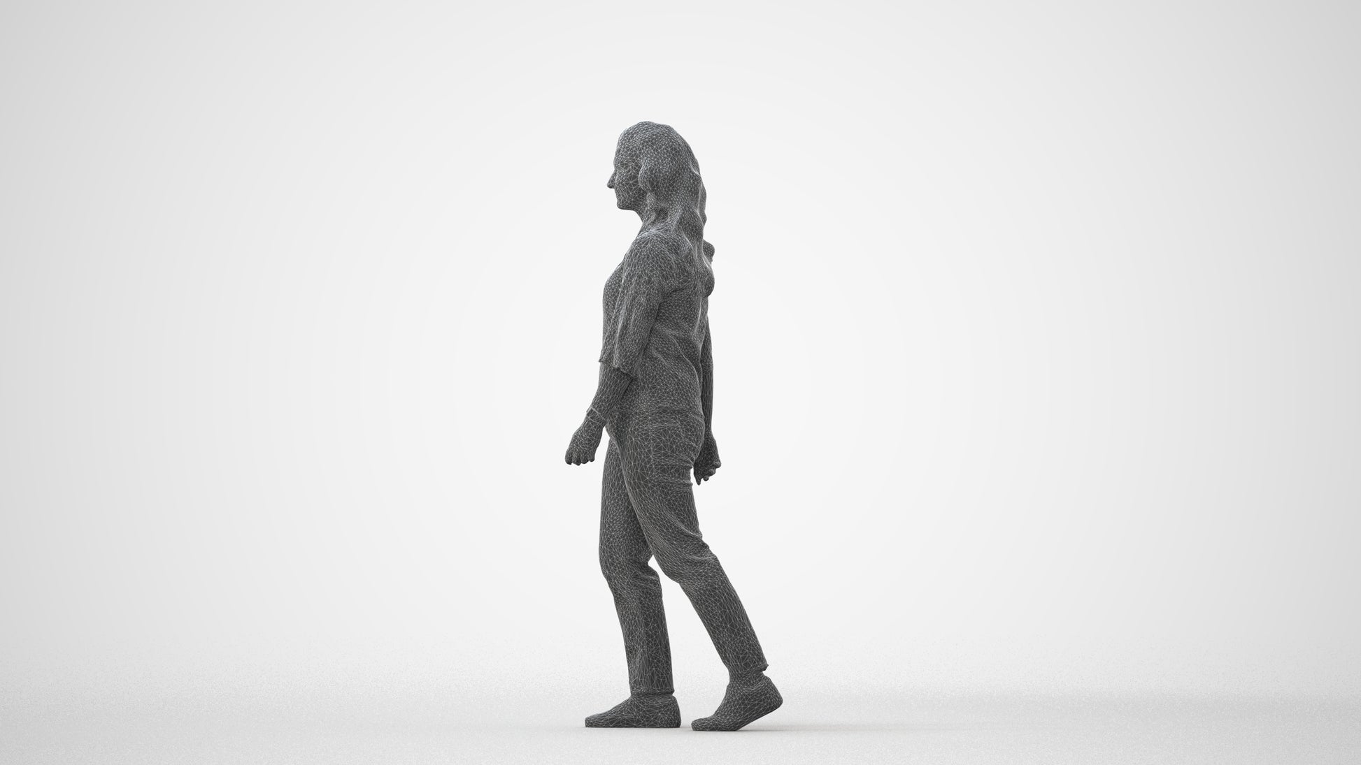 3D scanned woman walking casual, photorealistic archviz people for Enscape and SketchUp, square thumbnail