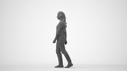 3D scanned woman walking casual, photorealistic archviz people for Enscape and SketchUp, square thumbnail