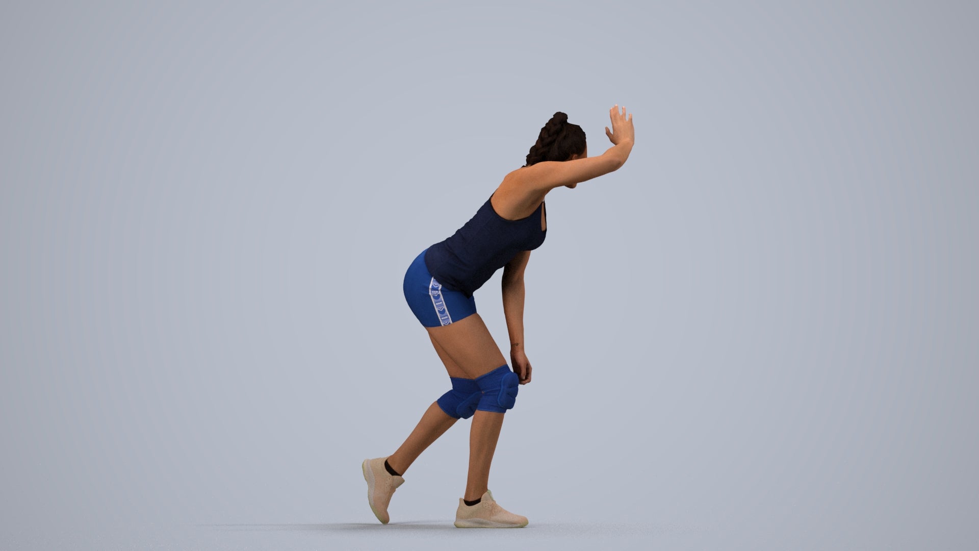 scanned 3D woman sport, photogrammetry people for Enscape and V-Ray, side view render