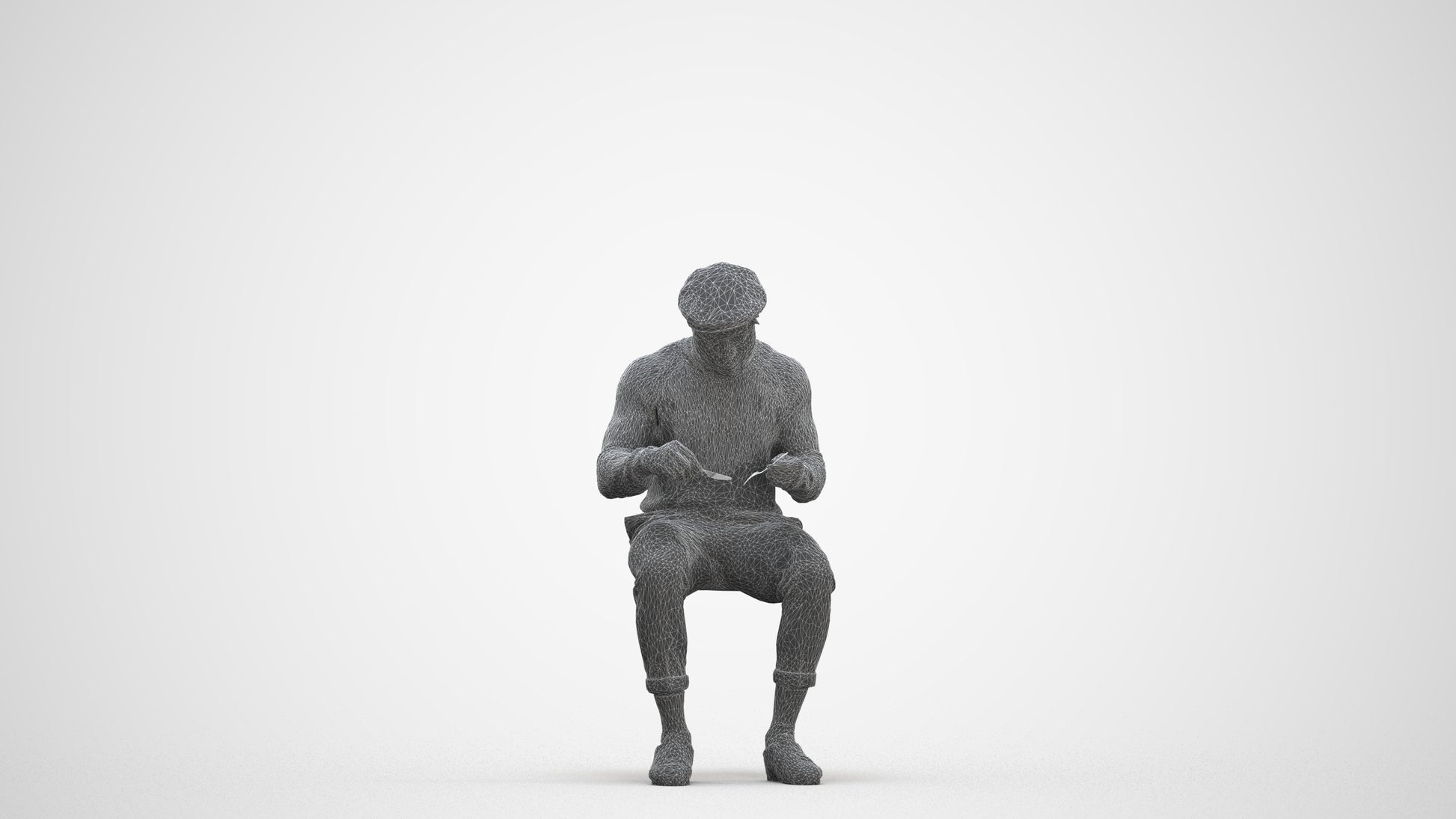 realistic 3D man casual sitting, scanned archviz people for Blender and 3ds Max, three-quarter front view render