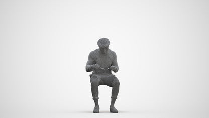 realistic 3D man casual sitting, scanned archviz people for Blender and 3ds Max, three-quarter front view render