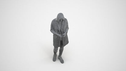 photogrammetry 3D woman casual standing, realistic human model archviz FBX, wireframe three-quarter view