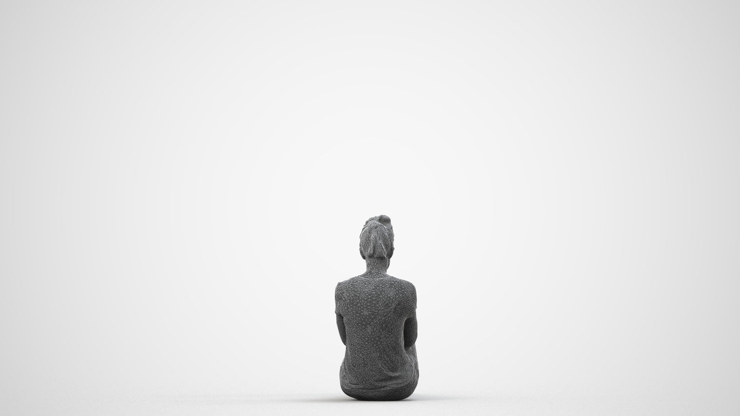 scanned 3D woman mix, photogrammetry people for Enscape and V-Ray, wireframe side view