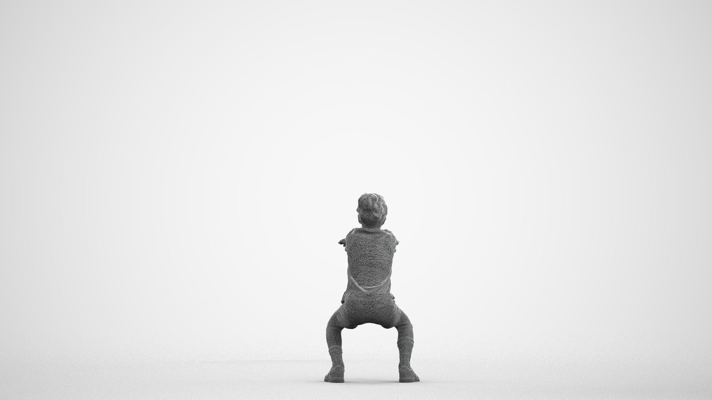 realistic 3D people girl casual kids, render-ready for V-Ray and Corona, FBX OBJ, wireframe front view