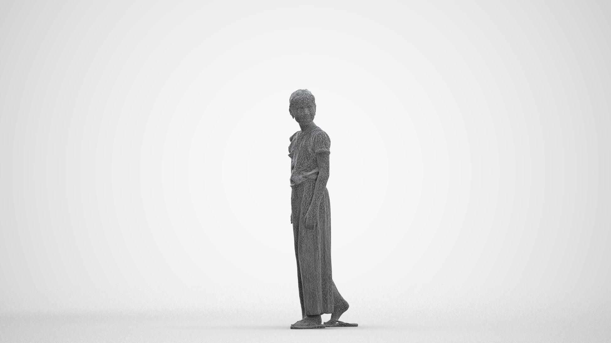 3D people model girl casual kids, scanned human for 3ds Max rendering, three-quarter front view render