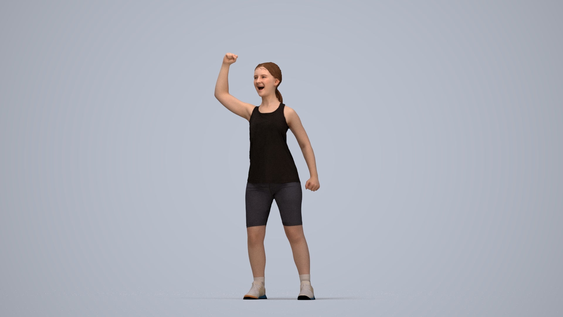 3D scanned girl sport, photorealistic archviz people for Enscape and SketchUp, top-down view render