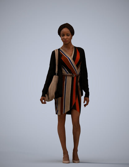 realistic 3D people woman casual walking, render-ready for V-Ray and Corona, FBX OBJ
