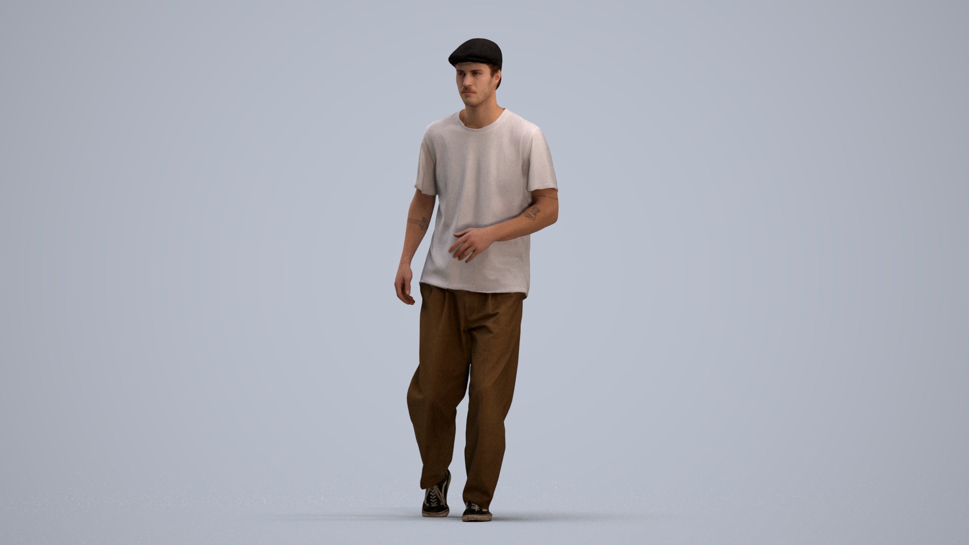 realistic 3D people man casual walking, render-ready for V-Ray and Corona, FBX OBJ, standing pose render
