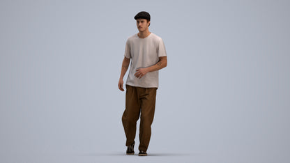realistic 3D people man casual walking, render-ready for V-Ray and Corona, FBX OBJ, standing pose render