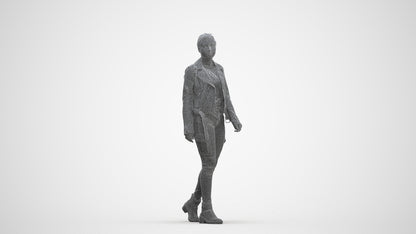 3D people model woman casual walking, scanned human for 3ds Max rendering, three-quarter front view render