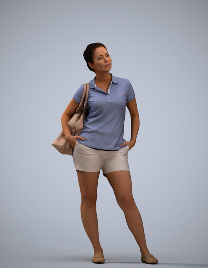 3D scanned woman standing casual, photorealistic archviz people for Enscape and SketchUp