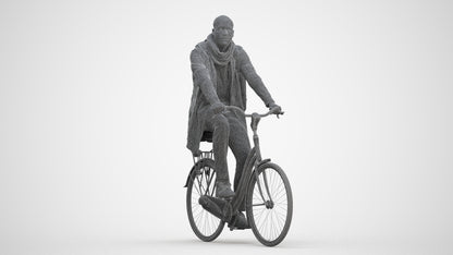 3D human model man casual sitting, photogrammetry scanned person for archviz, three-quarter front view render